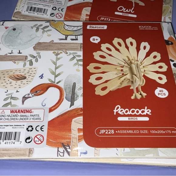 Owl and Peacock Robotime 3D Wooden Puzzles Lot of 2 Puzzles BRAND NEW Paintable - Picture 5 of 16